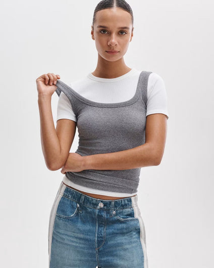 Rag & Bone The Essential U Neck Tank - Heather Grey