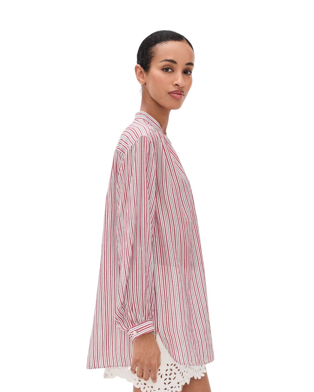 Marant Etoile Sapha Stripe Blouse in Ecru, Red