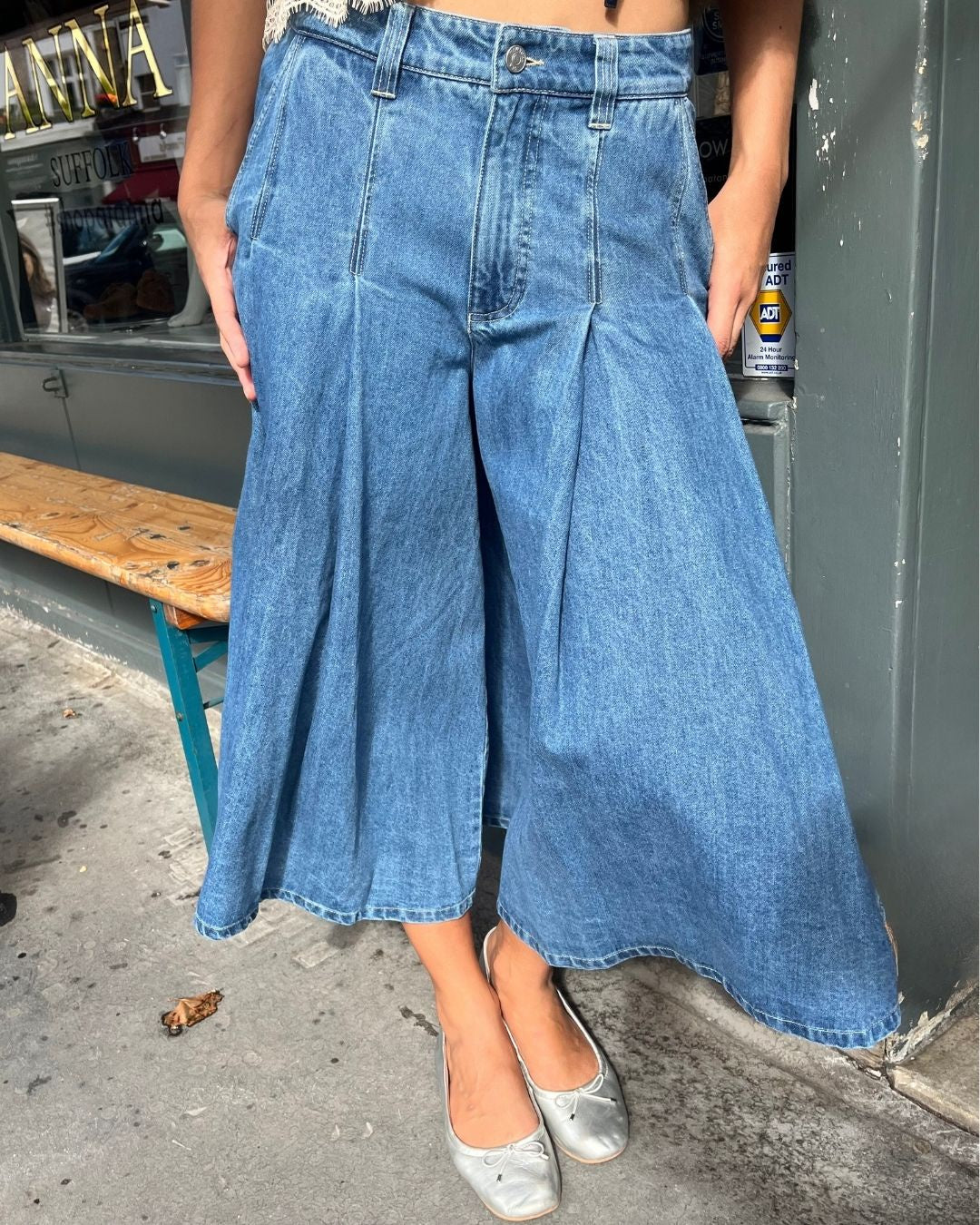 Sea New York Zayna Denim Pleated Culotte Jeans - Blue