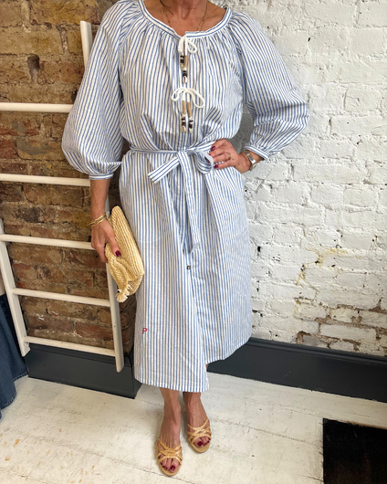 PARK Holiday Shop Long Kaftan in Blue Stripe