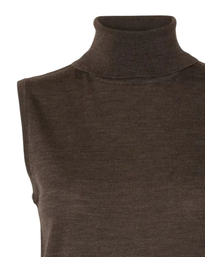 SELECTED Thea SL Knit Roll Neck in Choc Chip 1