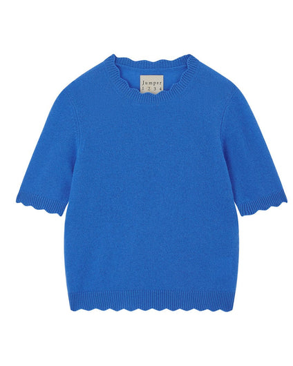Jumper 1234 Crochet Edge Cashmere T- Shrirt - Tetbury Blue