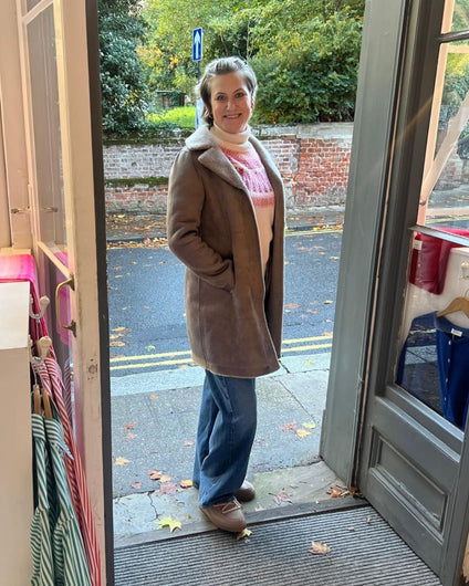 Oakwood Reversible Venus Lily Fur Wool Jacket in Taupe