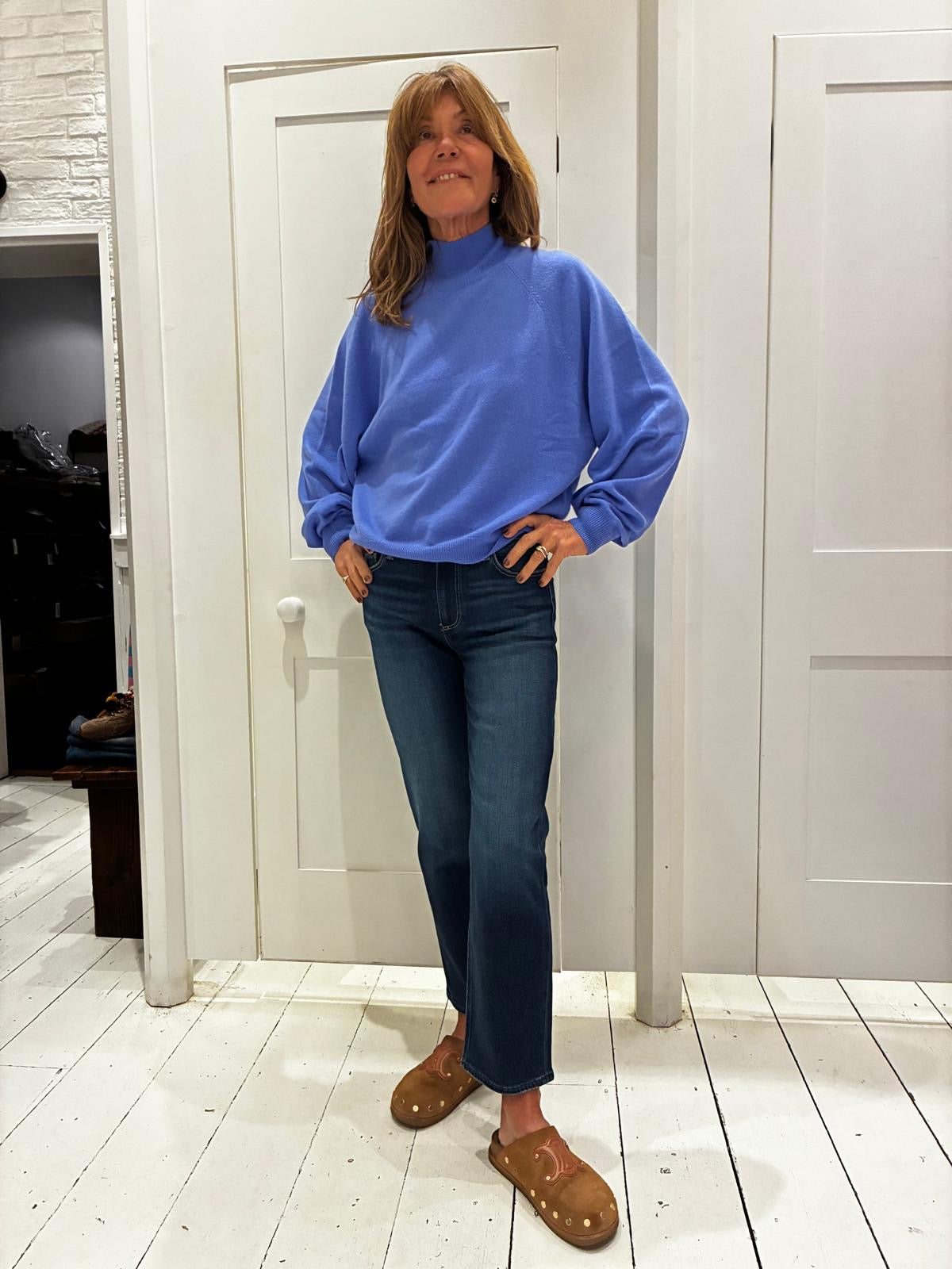 Colorush Courtney Funnel Neck in Tide