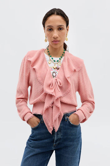 RIXO Kianna Cardigan in Blush