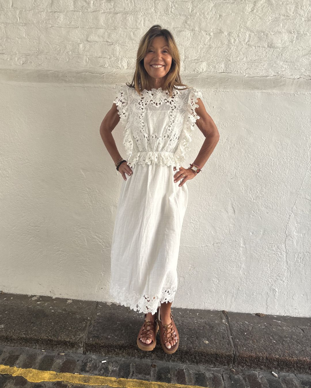 Sea New York Eleannora Emb SS Midi Dress