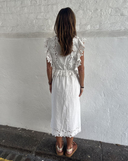 Sea New York Eleannora Emb SS Midi Dress