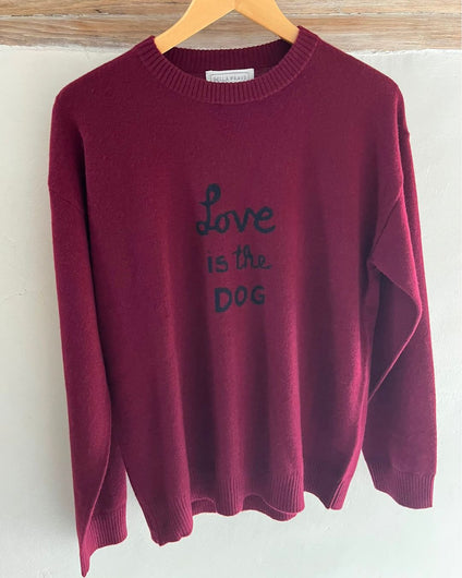 Bella Freud Love is the Dog Cashmere Jumper - Rich Red, Navy
