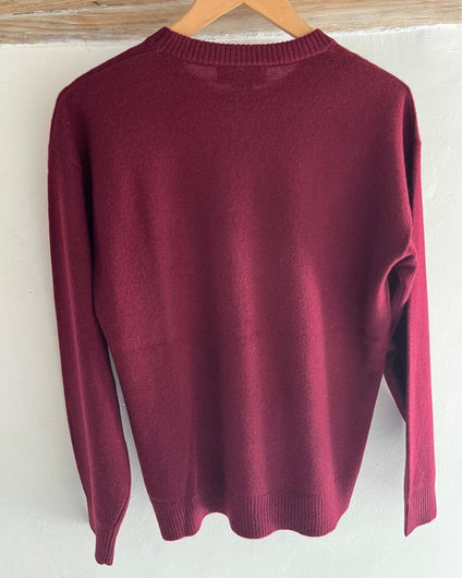 Bella Freud Love is the Dog Cashmere Jumper - Rich Red, Navy