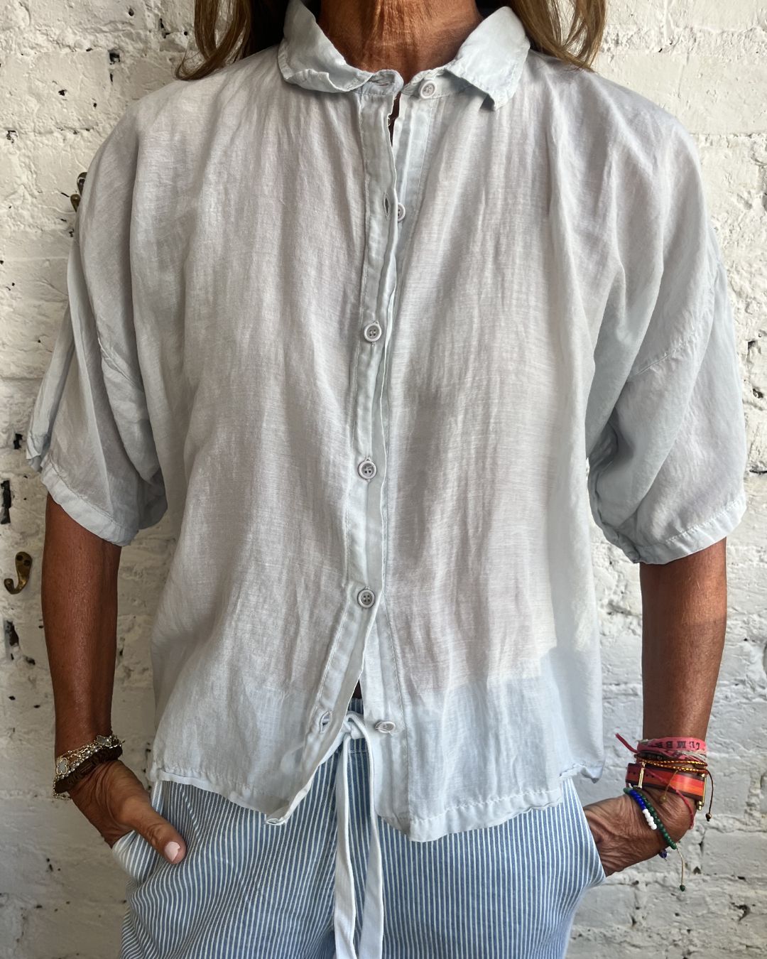 Crossley Erfis Short-Sleeve Shirt in Pale Blue