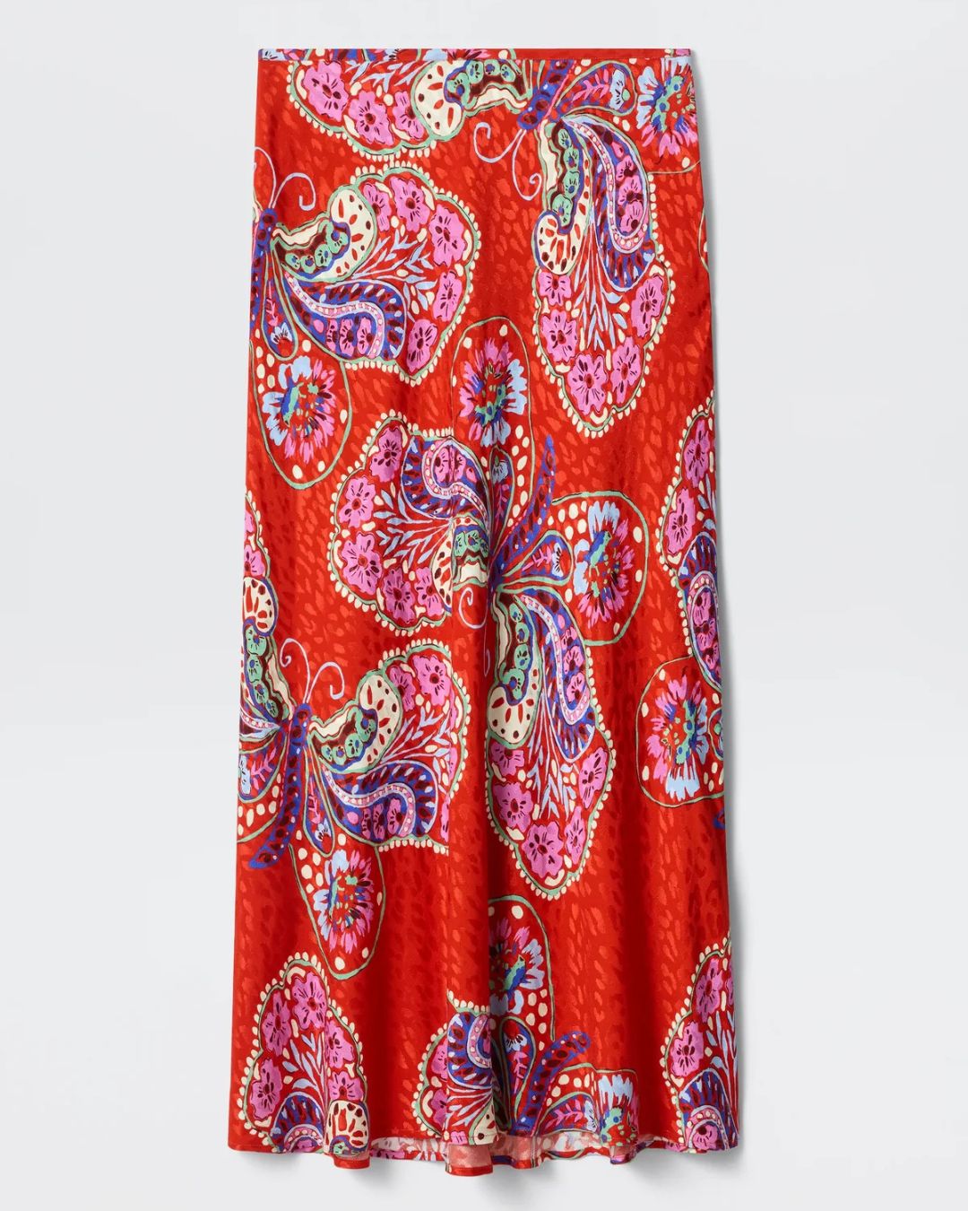 RIXO Kelly Skirt in Bloom Jacquard Red