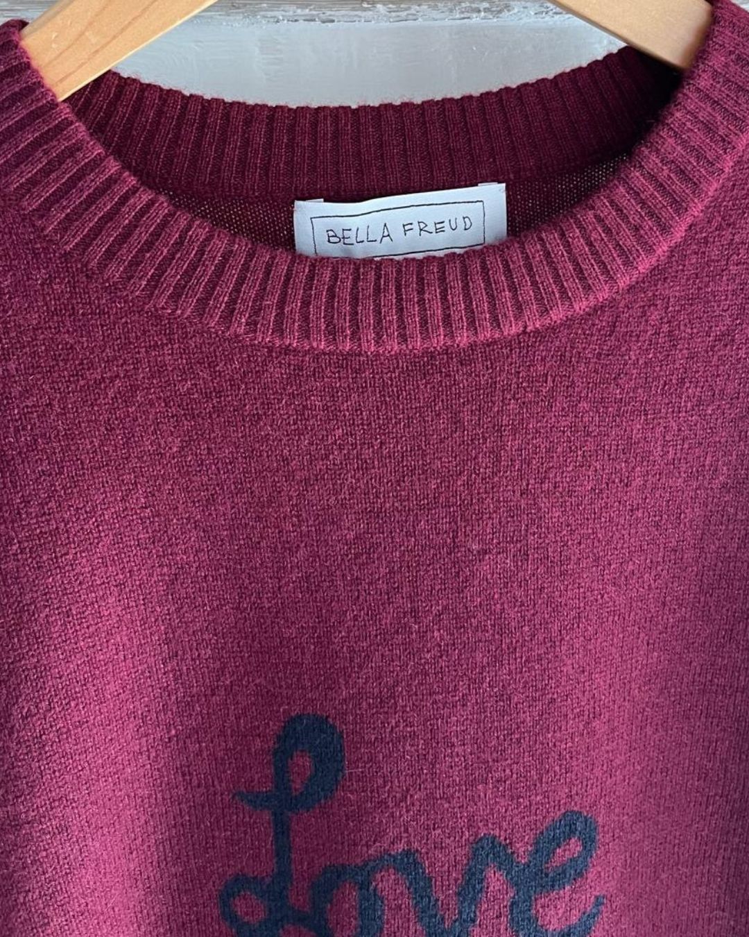 Bella Freud Love is the Dog Cashmere Jumper - Rich Red, Navy