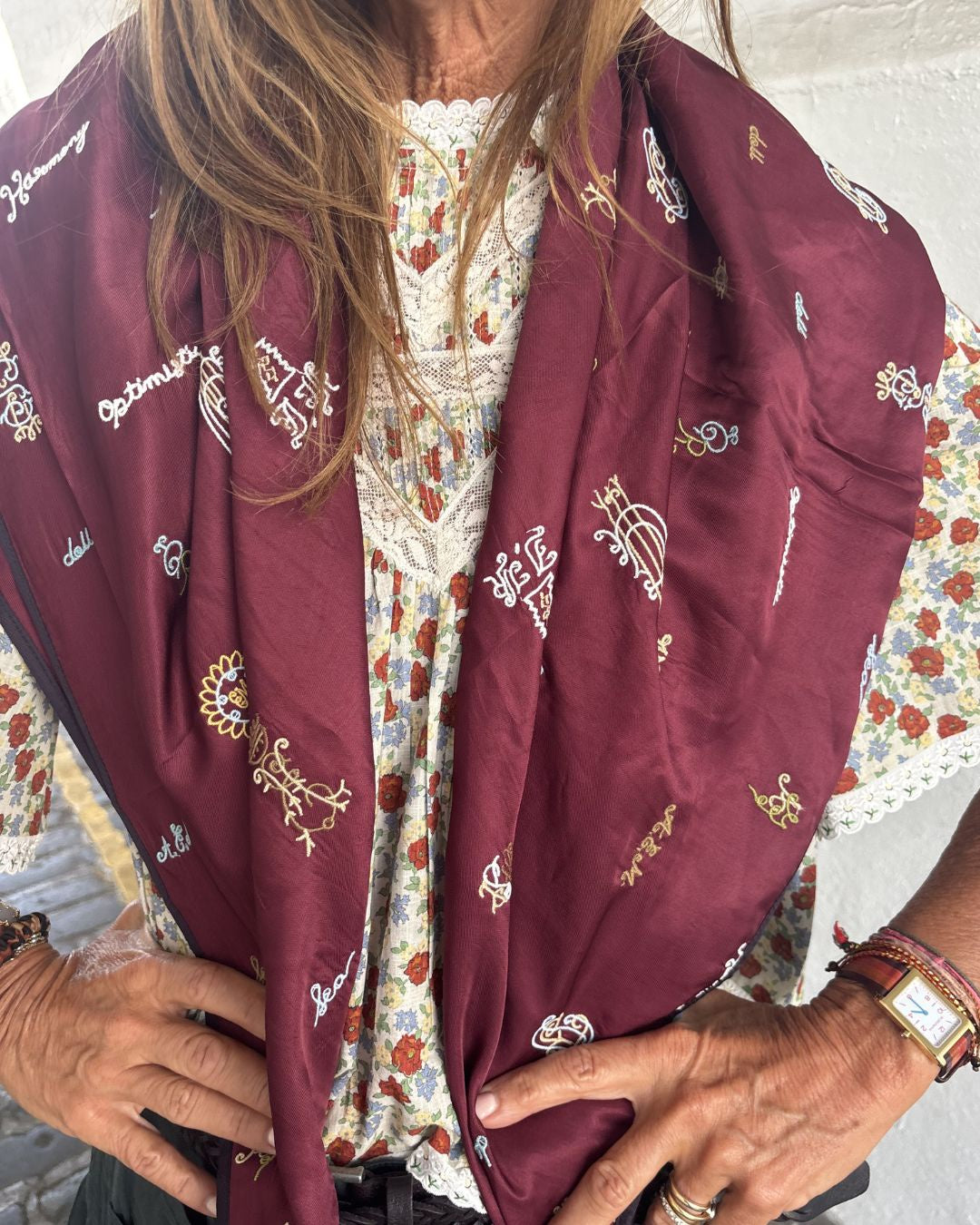 Sea New York Juliet Emb Scarf - Bordeaux