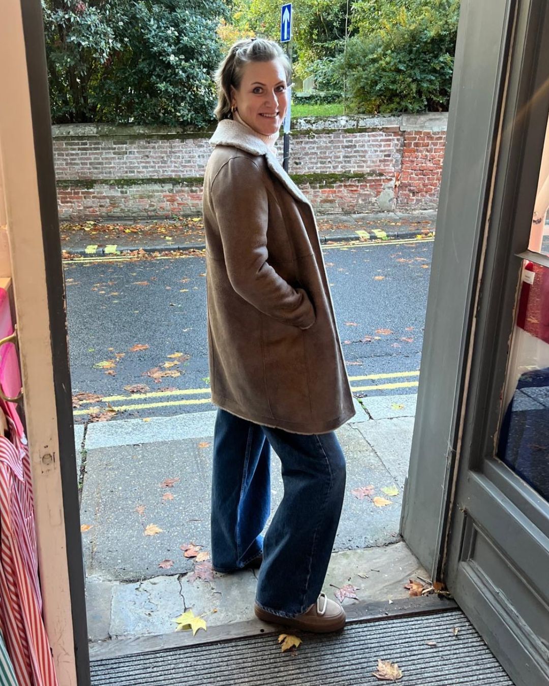 Oakwood Reversible Venus Lily Fur Wool Jacket in Taupe