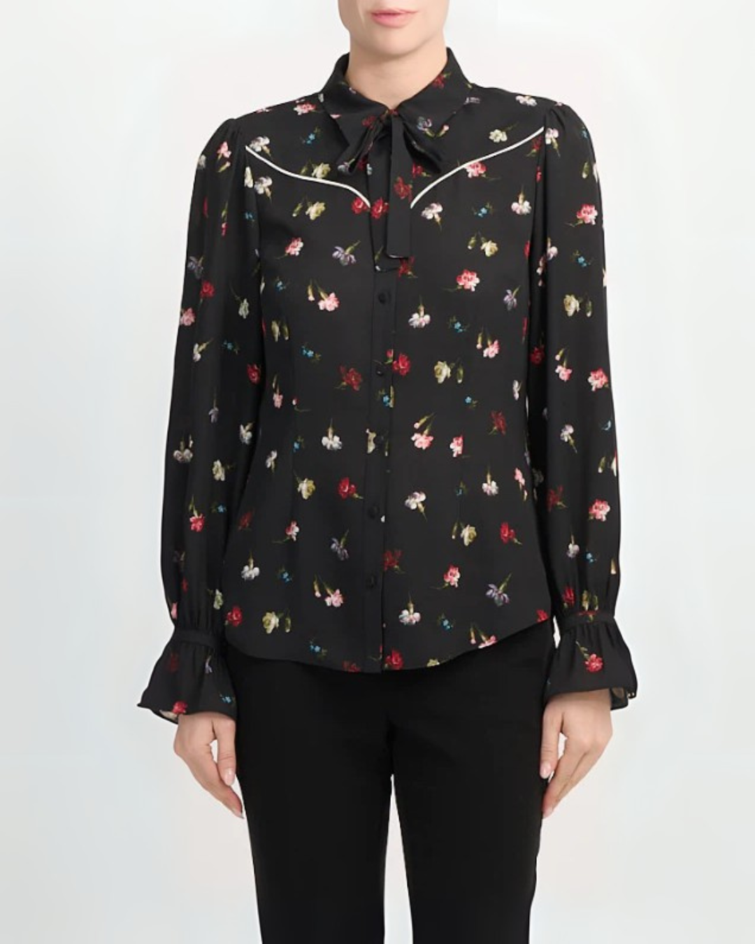 Cinq à Sept Tumbling Carnations Kelela Top in Black