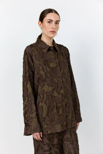 Levete Room Niko Texture Shirt in Coffee