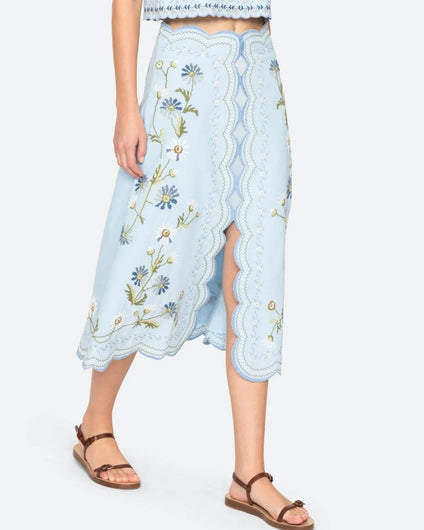 Sea New York Audra Emb Skirt in Blue