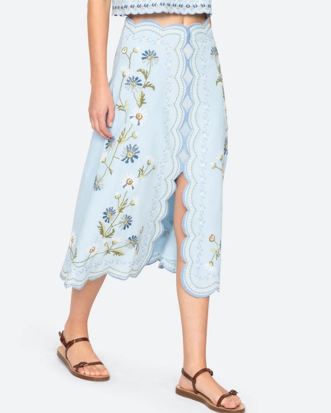 Sea New York Audra Emb Skirt in Blue