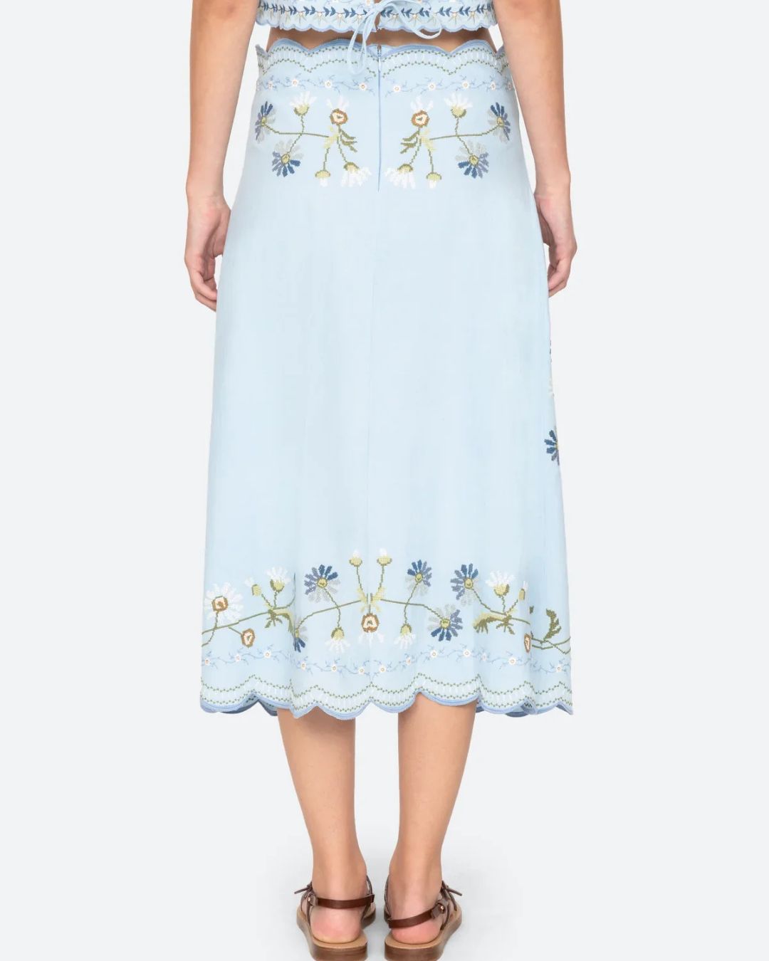 Sea New York Audra Emb Skirt in Blue