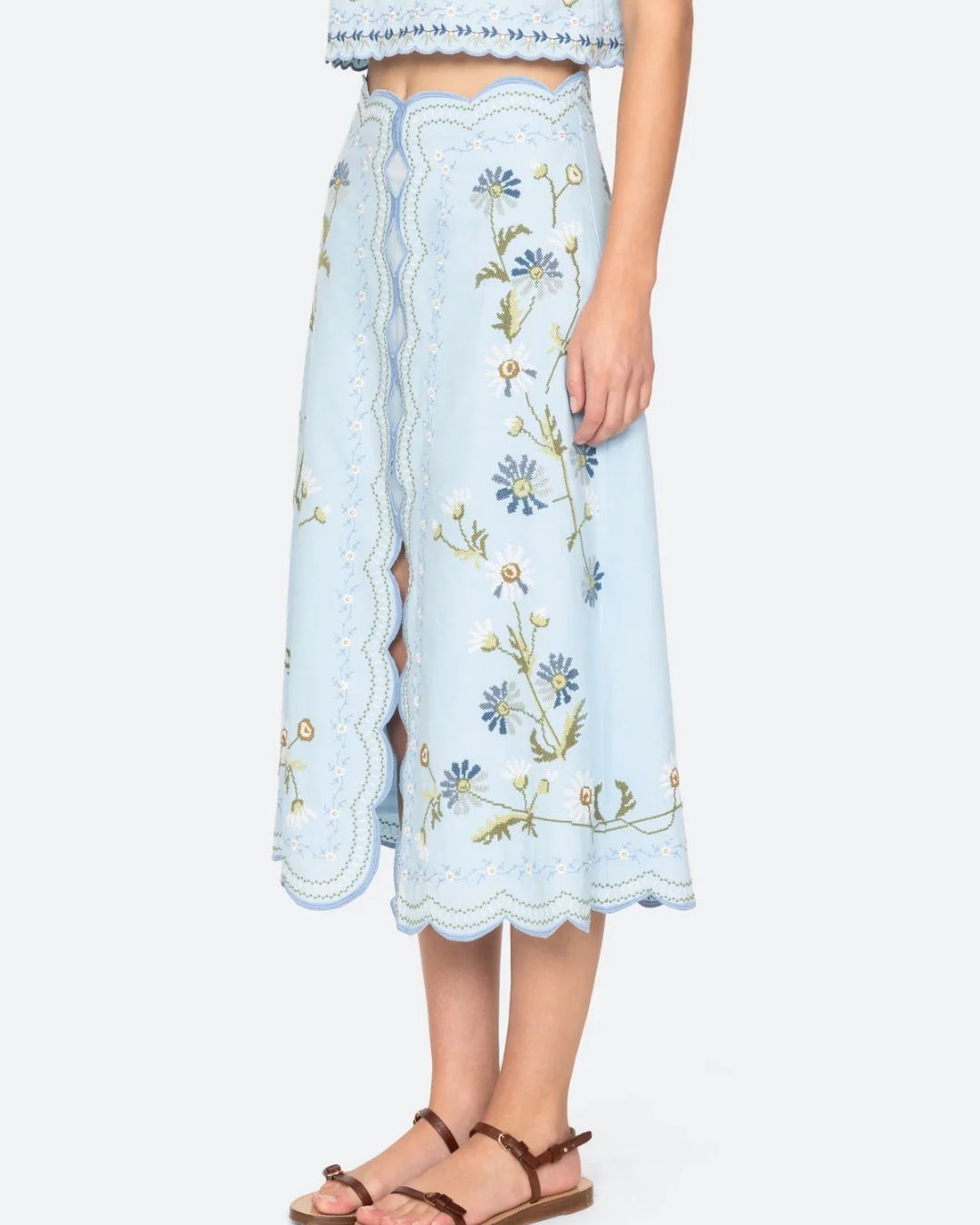 Sea New York Audra Emb Skirt in Blue