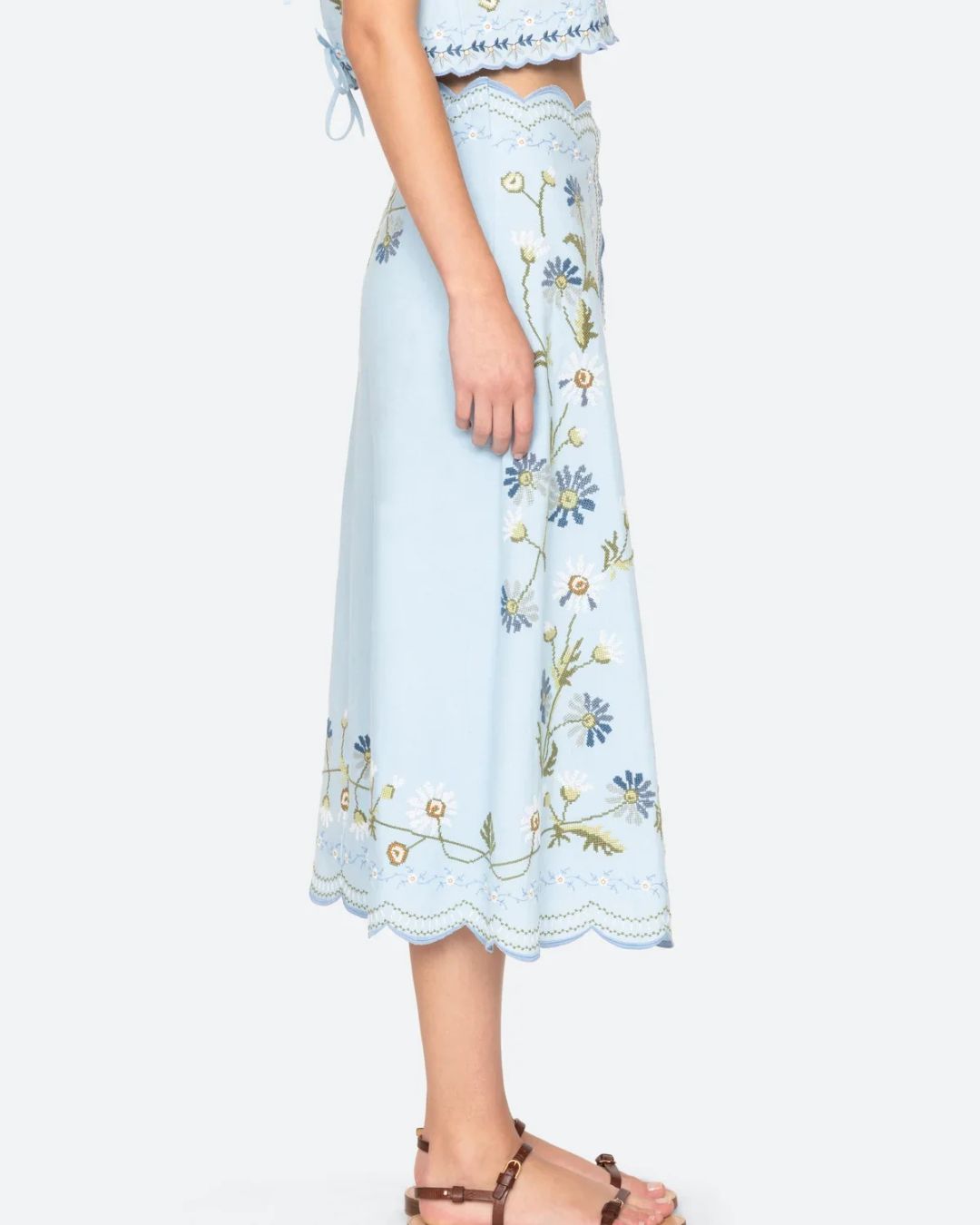 Sea New York Audra Emb Skirt in Blue
