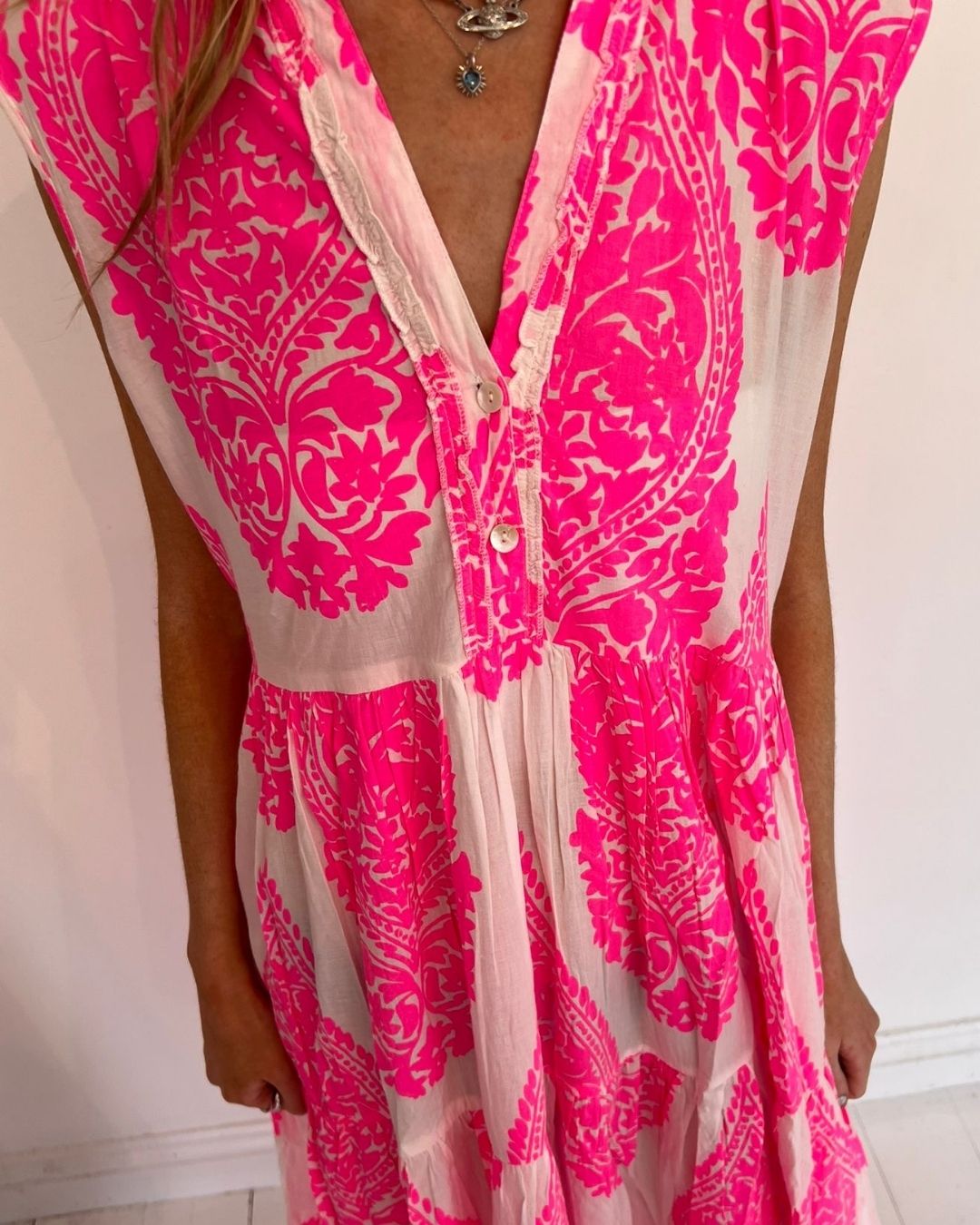 Handprint Dream Apparel Geisha Dress in Neon Pink