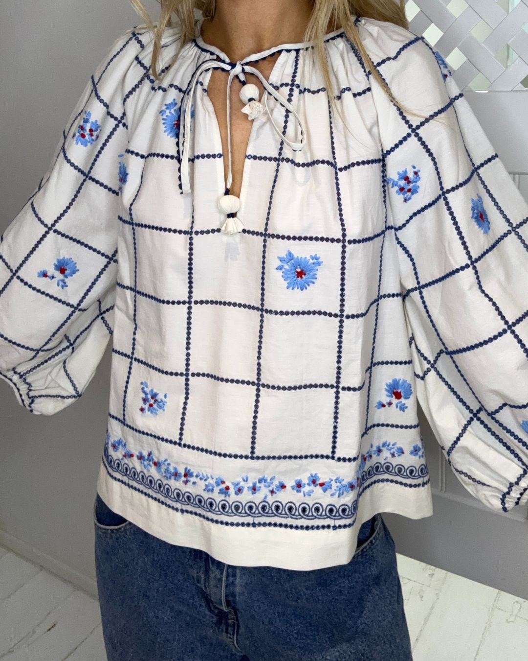 Viam Zoey Blouse in Blue