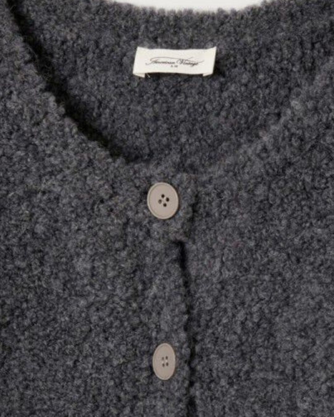 American Vintage Zolly Knit Cardi in Metal Chine