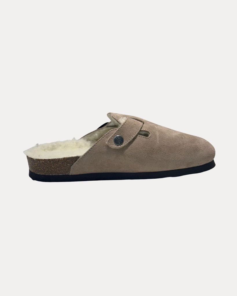 Genuins Riva Velour Clog in Taupe – shopatanna