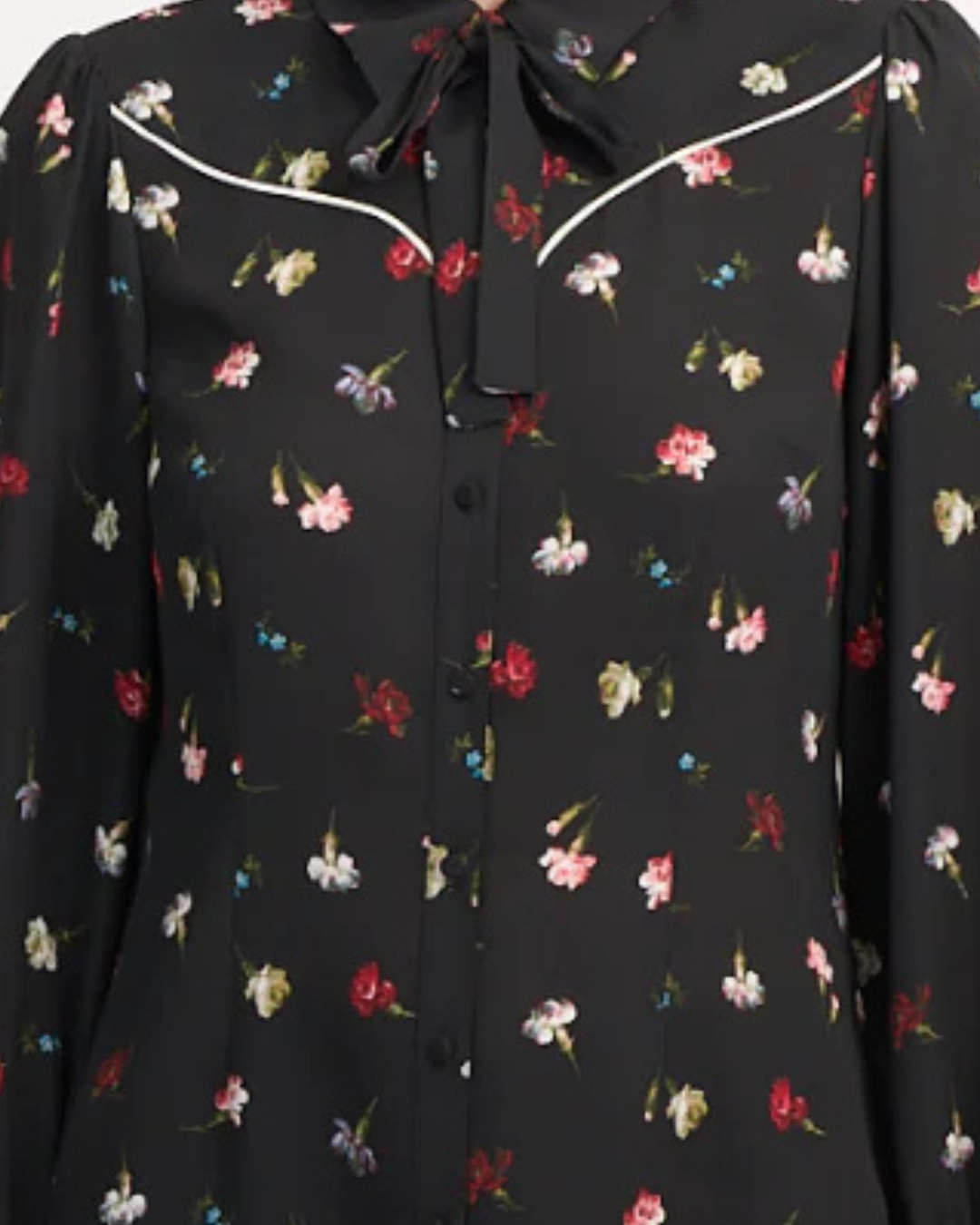 5A7 Tumbling Carnations Kelela Top in Black