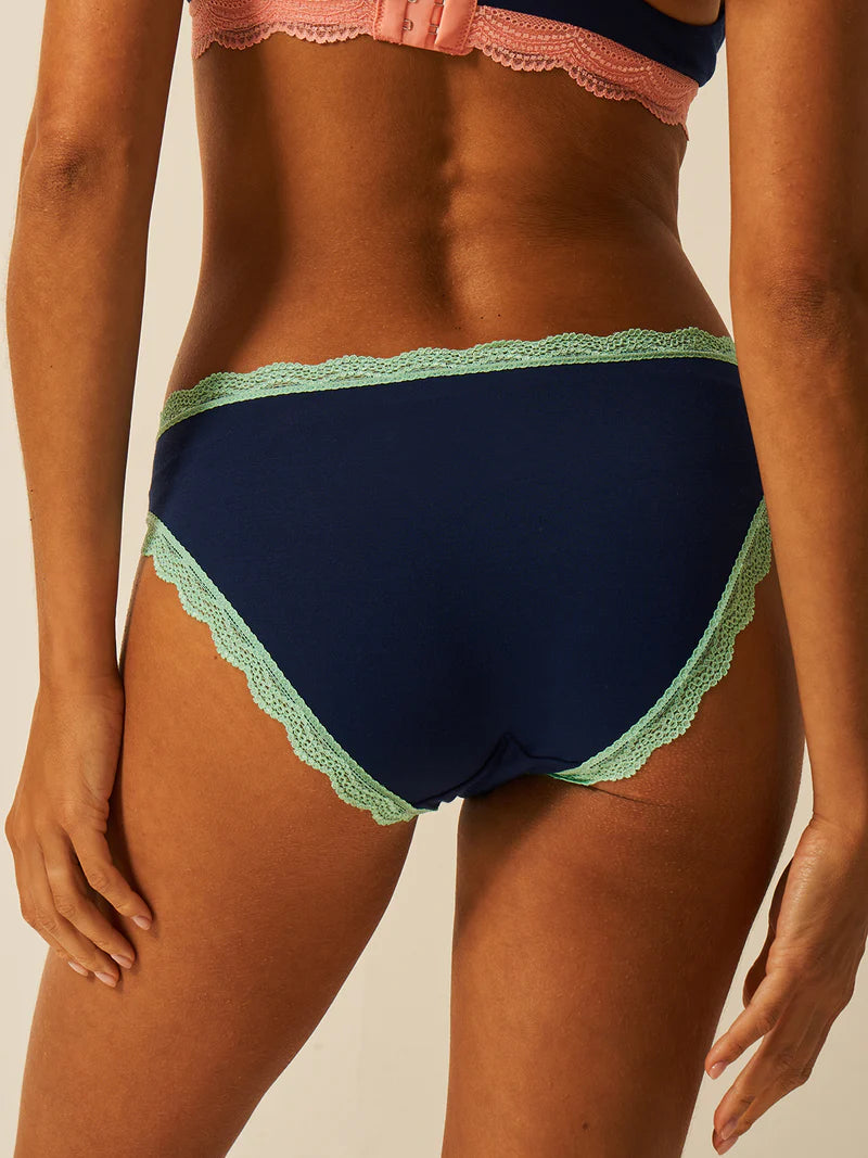 Stripe & Stare Basic Knicker Four Pack in Navy, Neon Peach