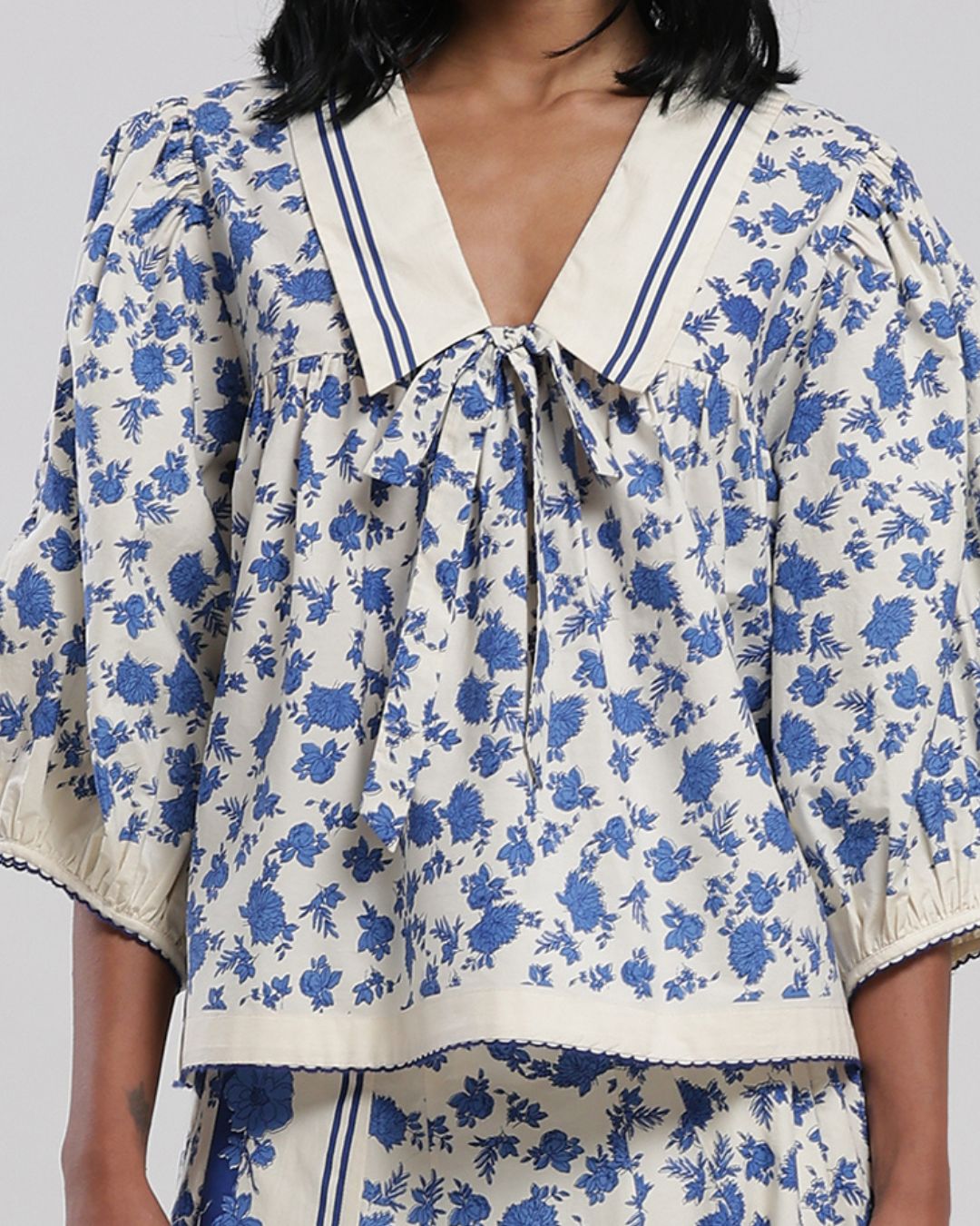 Viam Sahara Printed Blouse in Blue