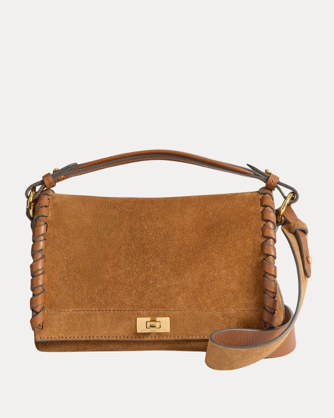 Anya Hindmarch Mortimer Crossbody Reverse Suede in Pecan