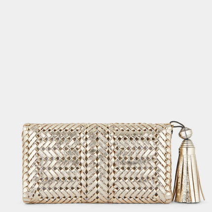 Anya Hindmarch The Neeson Tassel Clutch in Platino