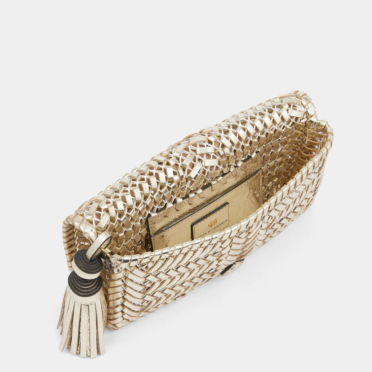 Anya Hindmarch The Neeson Tassel Clutch in Platino