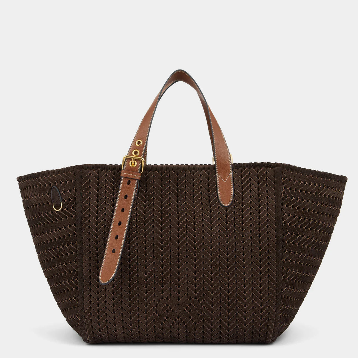 Anya Hindmarch The Neeson Square Tote in Truffle Suede