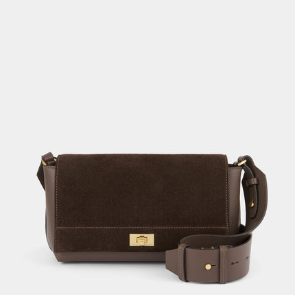 Anya Hindmarch Mortimet Crossbody in Perforation in Truffle