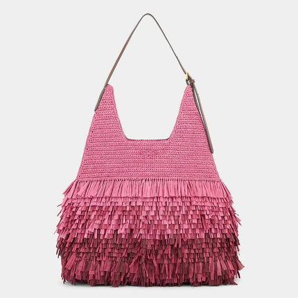 Anya Hindmarch Bow Hobo Bag Shag in Bubblegum Raffia
