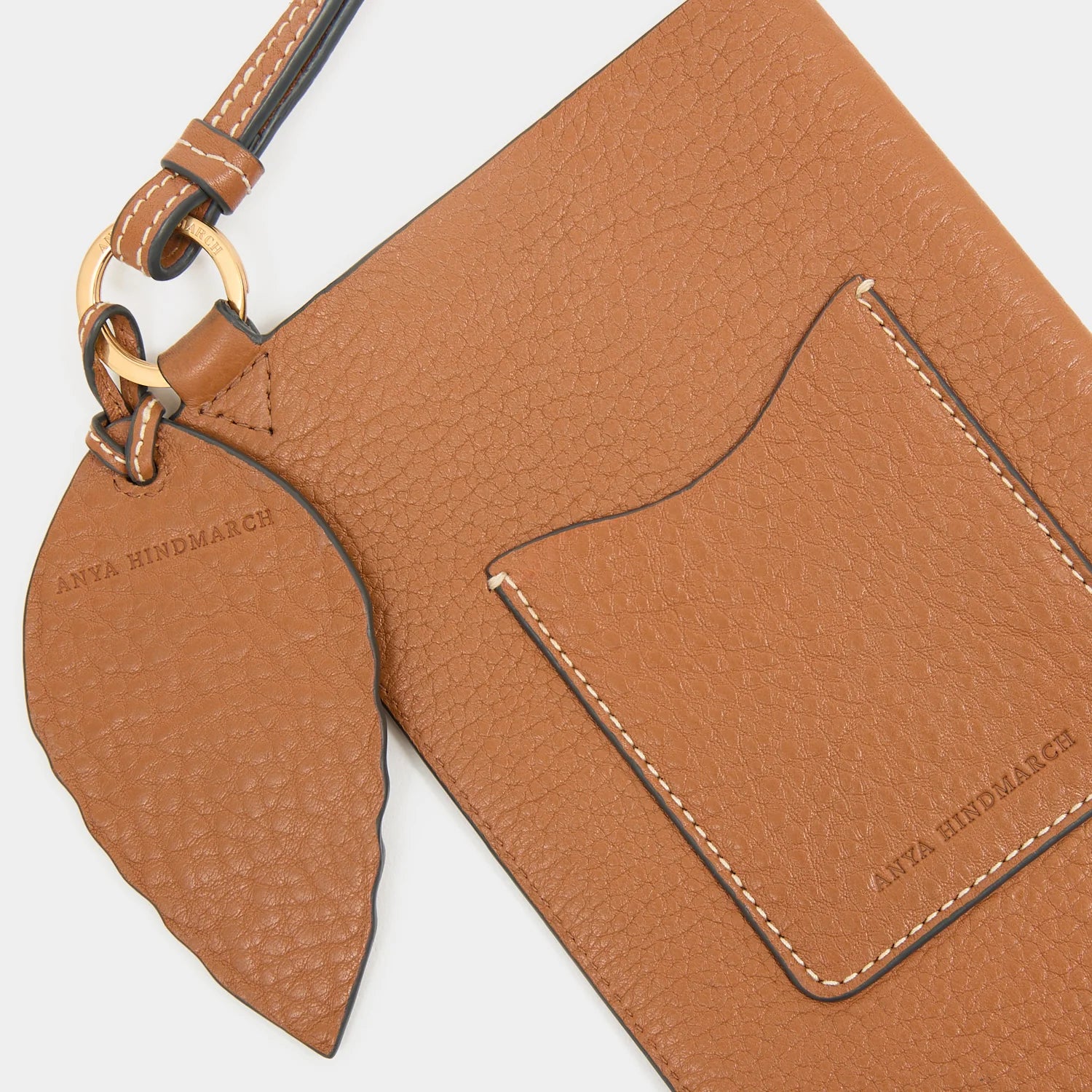 Anya Hindmarch RTN Phone Pouch on Strap in Pecan