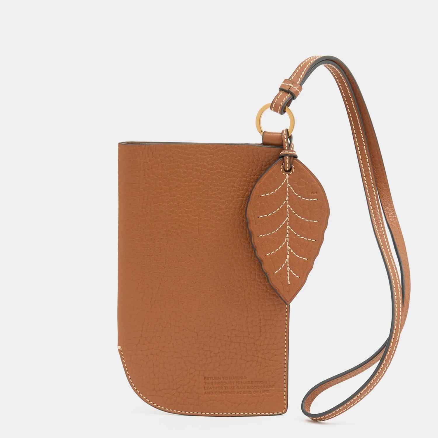 Anya Hindmarch RTN Phone Pouch on Strap in Pecan