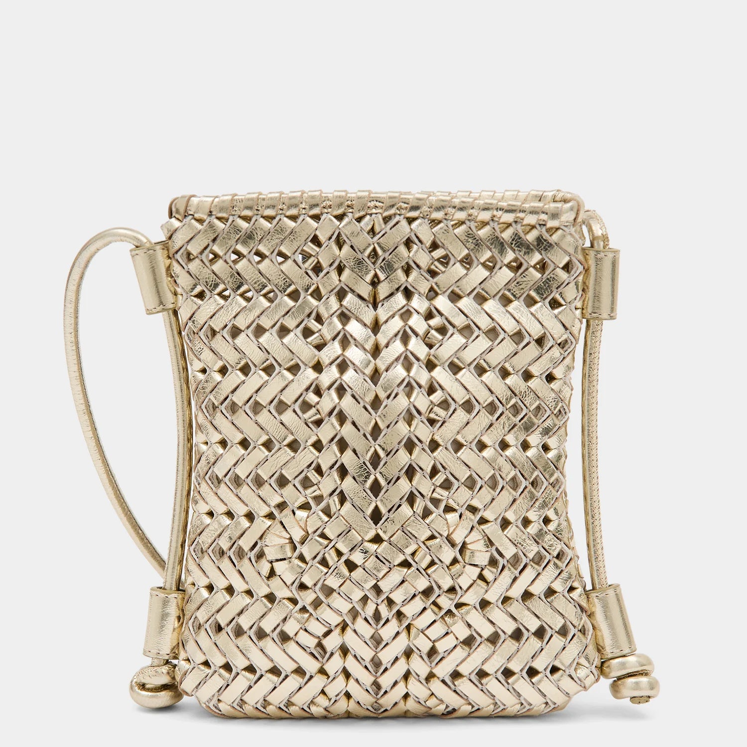 AH Neeson Crossbody Pouch in Platino Mirror Leather