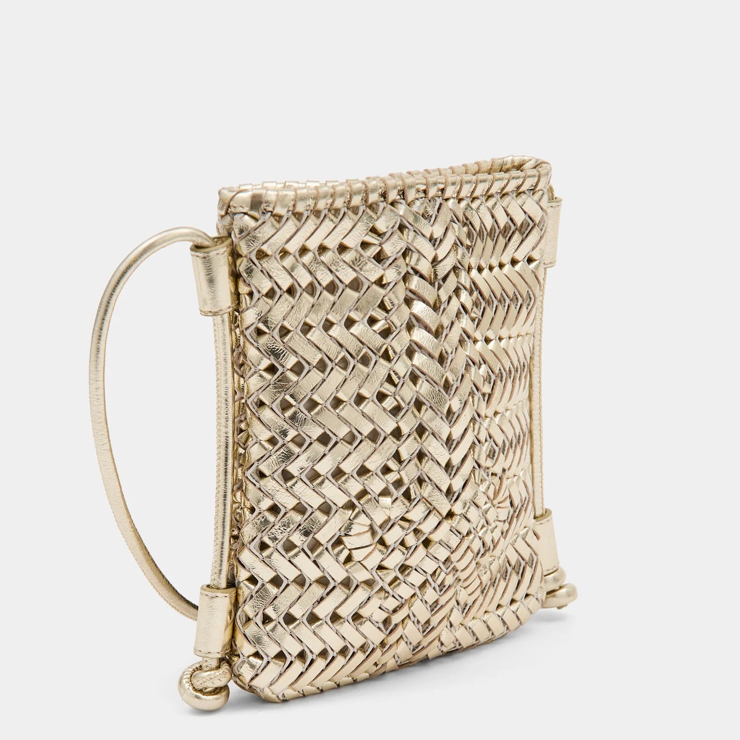 AH Neeson Crossbody Pouch in Platino Mirror Leather