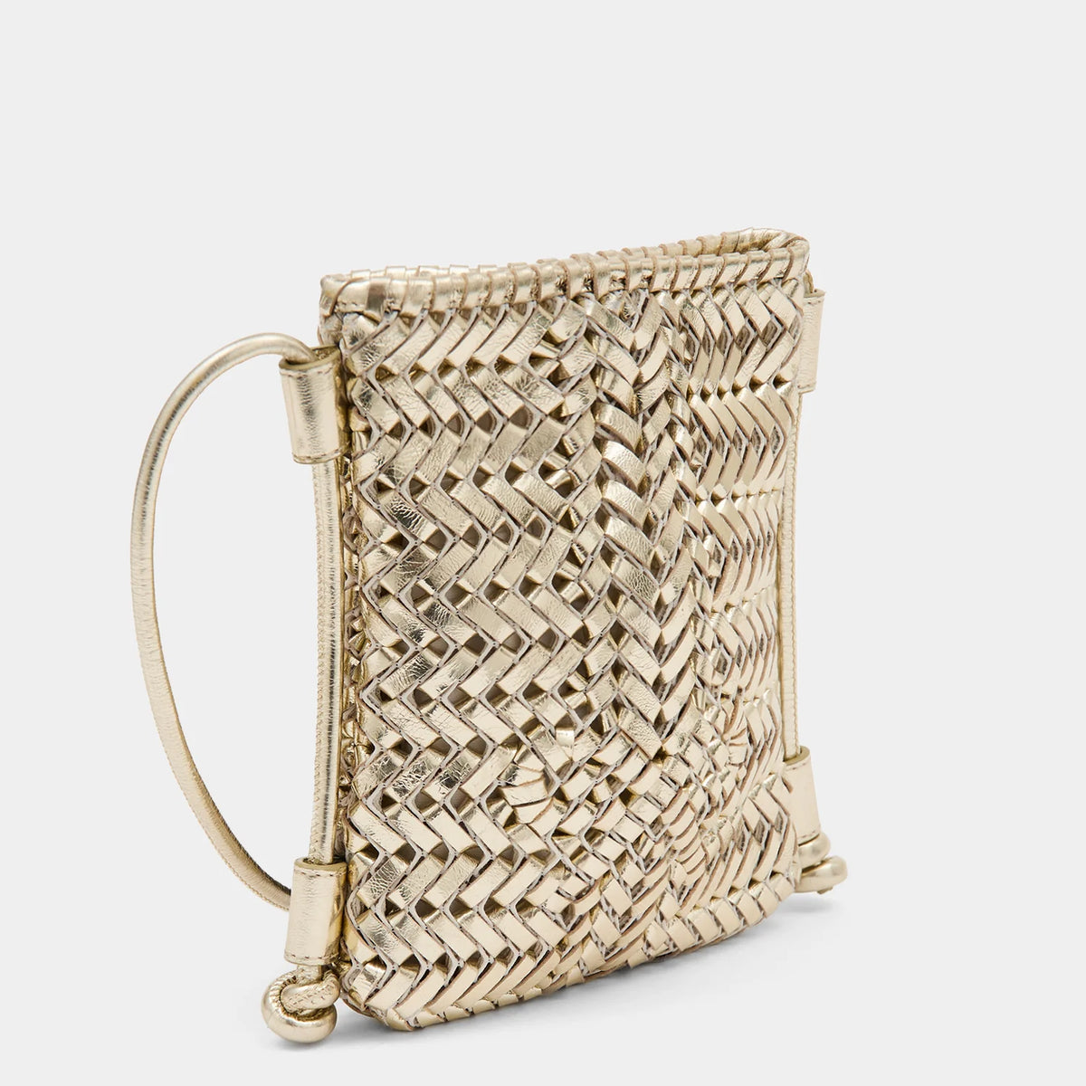 AH Neeson Crossbody Pouch in Platino Mirror Leather
