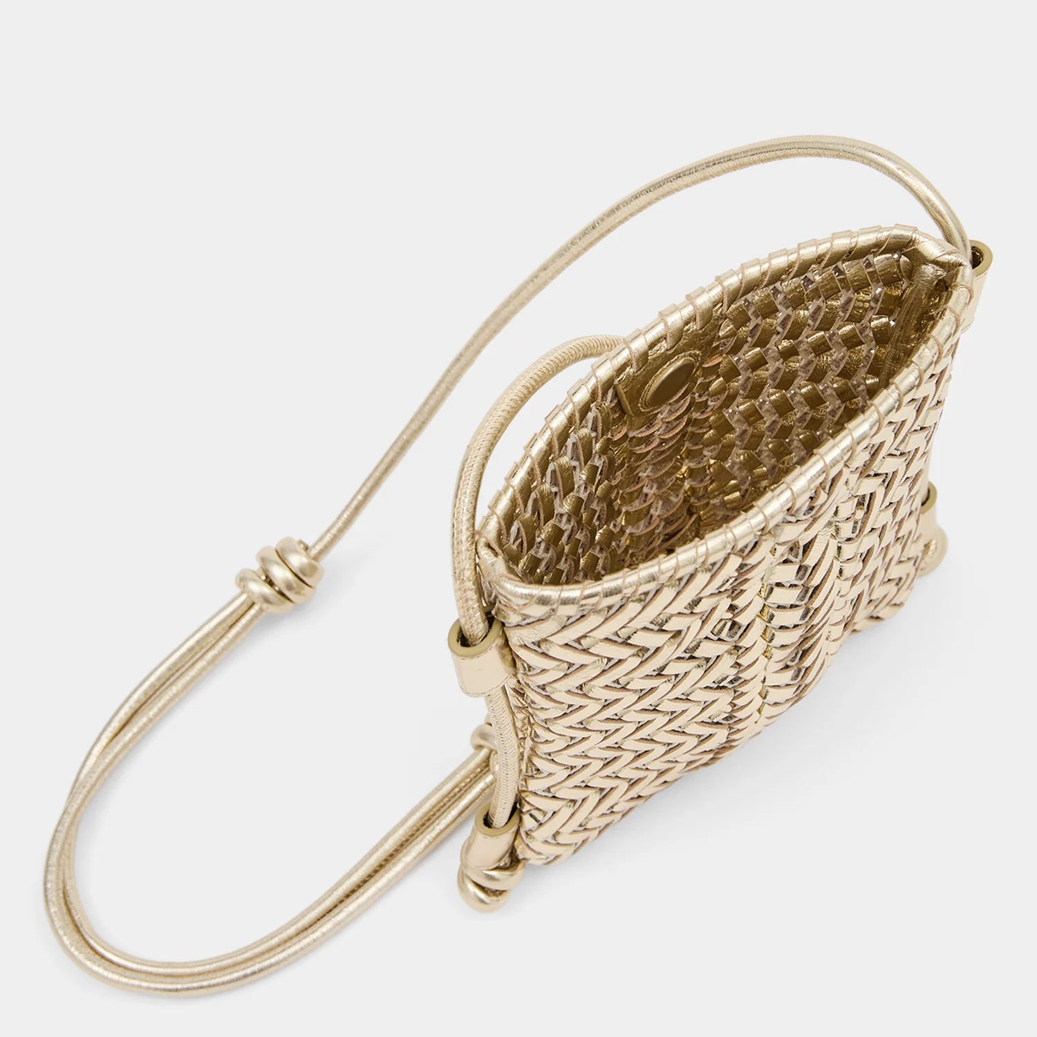 AH Neeson Crossbody Pouch in Platino Mirror Leather