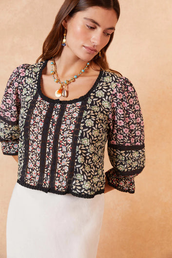 RIXO Jaques Top in Carnation Mix Olive