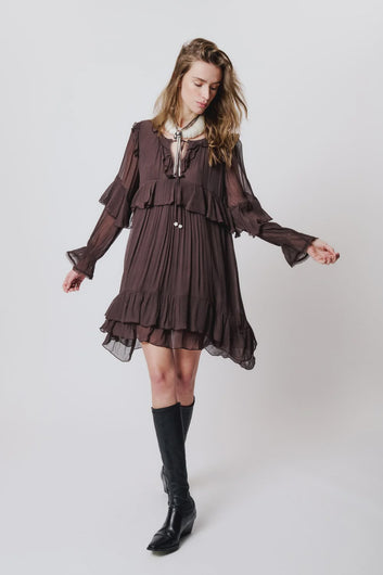 Moliin Elle Short Dress in Black Coffee
