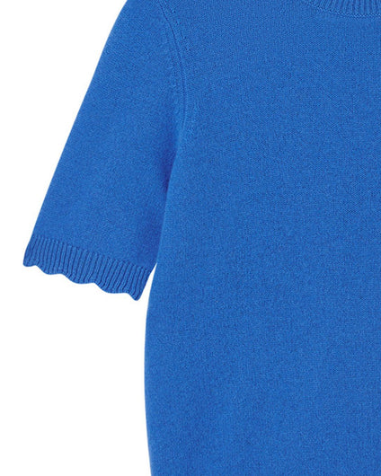 Jumper 1234 Crochet Edge Cashmere T- Shrirt - Tetbury Blue