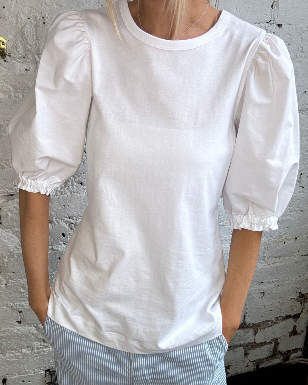 PARK Puff Sleeve Tee in White