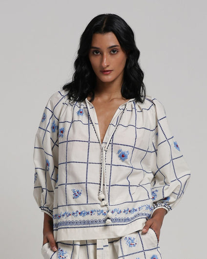 Viam Zoey Blouse in Blue