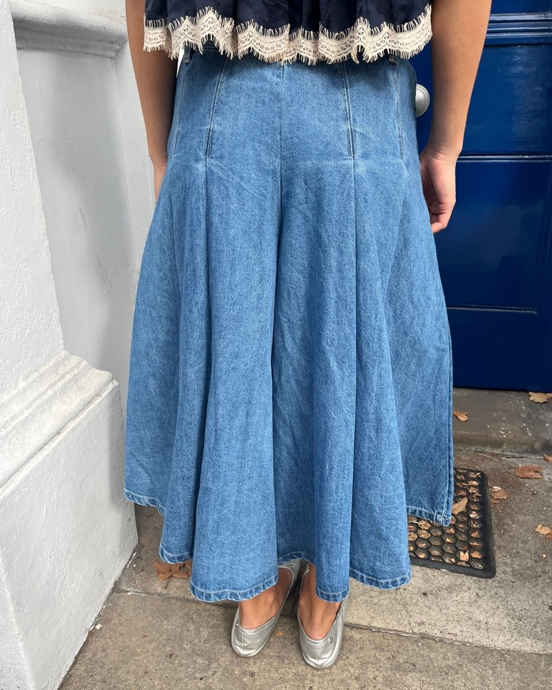 Sea New York Zayna Denim Pleated Culotte Jeans - Blue